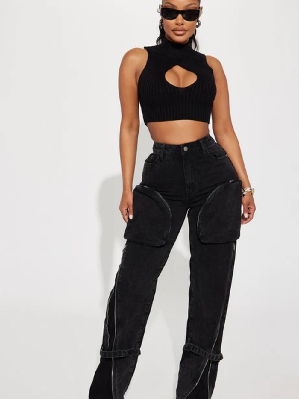 Black Zip-Cargos